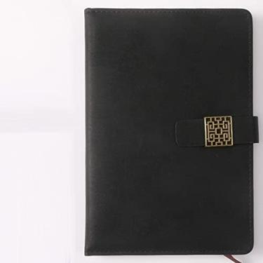 Imagem de A5 Caderno de Negócios Agenda Registro Estilo Retro Fivela Magnética Papelaria Diário Memorando Minutas de Reunião Estudante Material Escolar, Preto, 1 peça