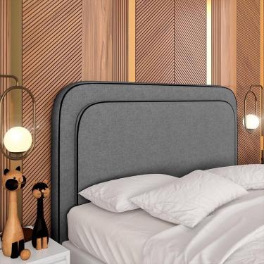 Imagem de Cabeceira Estofada Para Cama Queen Miami Linho Cinza - M. Arapongas