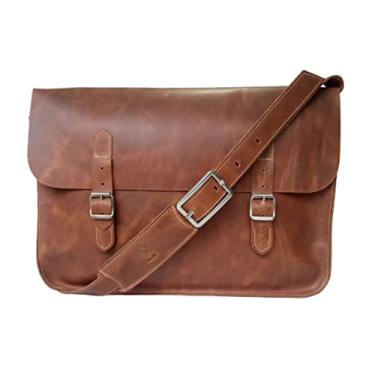 Imagem de Bolsa Maleta 100% couro Legitimo Masculina Alça Tiracolo (Caramelo)