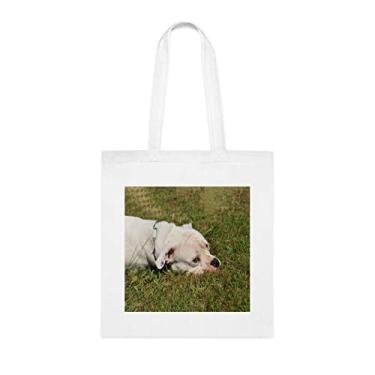 Imagem de Bolsa de buldogue americana, presente buldogue americano, aniversário buldogue americano bolsa de ombro buldogue americano, bolsa reutilizável Bulldog americano, Branco