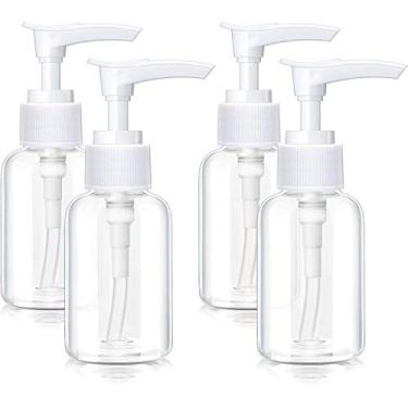 Imagem de Garrafa de bomba transparente para garrafas de viagem, frasco dispensador de loção, 4 peças, Branco, 50 ml