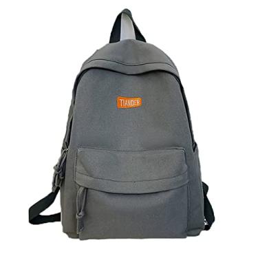 Imagem de Mochila universitária leve masculina feminina grande capacidade mochila casual lona viagem mochila com alças de ombro ajustáveis, cinza, 44 * 31 cm