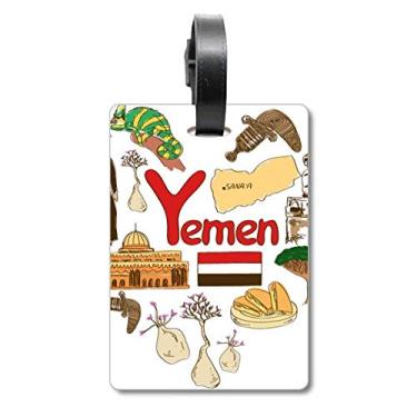Imagem de Yemen Love Heart Landscap Bandeira nacional mala etiqueta bagagem cartão pendurado etiqueta, Multicolorido.