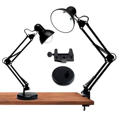 Imagem de Luminaria Mesa Pixar Articulada Garra Escritorio Bancada E27 Luz Led 2 Em 1 articulavel 40W Bivolt (Preto)
