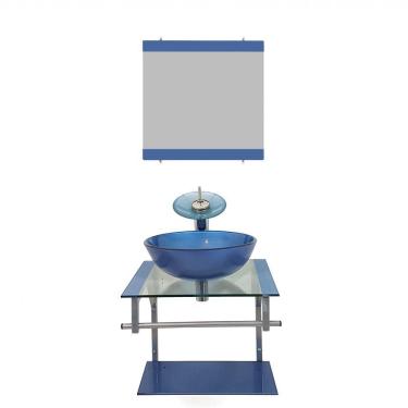 Imagem de Gabinete de Vidro 45cm para Banheiro Polônia Azul Ekasa