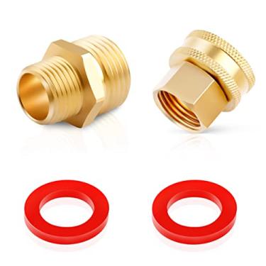 Imagem de LitOrange (Pacote com 2 mangueiras de jardim de metal sem chumbo roscas de 3/4" GHT para conexão de encaixe NPT de 1/2", adaptador de conector giratório rápido de polegar verde, rosca dupla macho e fêmea GHT 3/4" x 1/2" Tubo NPT