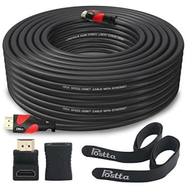 Imagem de Cabo HDMI Postta Ultra HDMI com cabo de 2 peças + 2 adaptadores HDMI suportam 4K 2160P, 1080P, 3D, retorno de áudio e Ethernet, Vermelho, 50FT