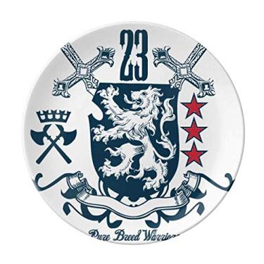 Imagem de Espada Medieval Cavaleiros da Europa Placa de leão Decorativa de Porcelana Salver Prato de jantar