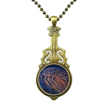 Imagem de DIYthinker Colar Ocean Water Line Science Nature Picture Necklace Antique Guitar Jewelry Music