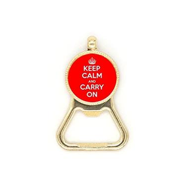 Imagem de Chaveiro de aço inoxidável com citação Keep Calm And Carry On Red Beer Bottle Cap Opener