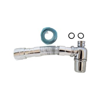 Imagem de Sifão p/ Cozinha Sanfonado Copo Metal Cromado
