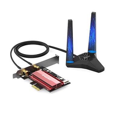 Imagem de Placa de rede 2025 nova geração AX5400 WiFi 6E PCIe, adaptador sem fio Wavlink Tri-Band AX210 com Bluetooth 5.3, MU-MIMO, WPA3, OFDMA, suporte de perfil baixo, dissipador de calor, para Windows 10/11