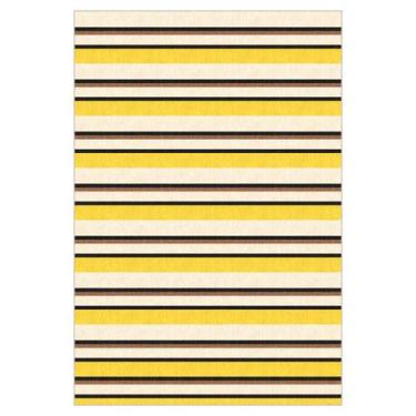 Imagem de Tapete Listrado Fácil Limpeza Moderno Amarelo 140 X 400 Cm - Tapetes S