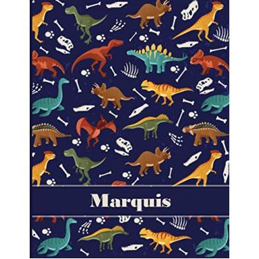 Imagem de Marquis: Personalized Name Composition Notebook For Kids, Dinosaur Journal , Wide Ruled Comp Book For Boys Grades K-2,Preschool, Kindergarten (8.5'' x 11'') 110 Pages