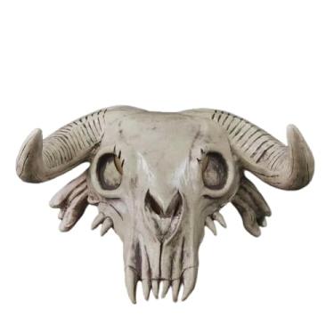 Imagem de eLymwoo Easter Mask Bull Skull Latex Costume Cosplay Helmet Realistic Details Halloween Cow Horn Props Fancy Ball Soft Mask