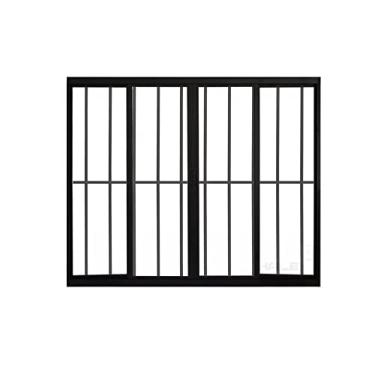 Imagem de Janela de Alumínio de Correr 100x100cm 4 Folhas Grade Hale Esquadrias Preto