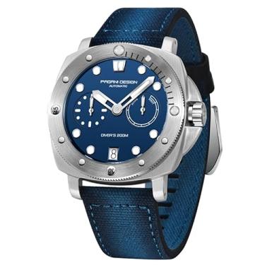 Imagem de Relógio masculino mecânico automático Pagani Design esportivo com pulseira de nylon à prova d'água relógio masculino calendário automático de vidro safira, Prateado, azul, Tendência