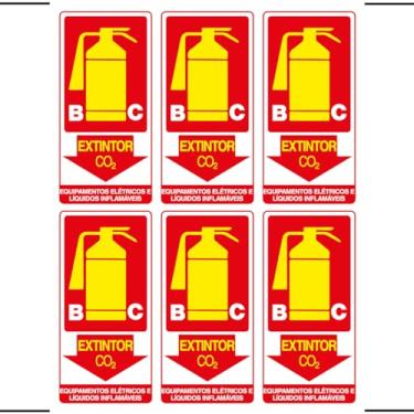 Imagem de Combo 6 Placas De Sinalização Extintor BC CO2 Equipamentos Elétricos E Líquidos Inflamáveis 15x30 Ekomunike - X-703 F9e