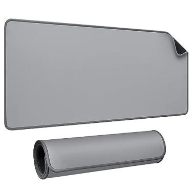 Imagem de JIALONG Tapete de mesa - Tapete de mesa grande, mouse pad para jogos, protetor de mesa de escritório com base antiderrapante, design personalizado antidesgaste, mousepad em cinza médio