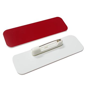 Imagem de Etiqueta de nome/emblema em branco – pacote com 25 – 2,5 x 7,6 cm, cantos redondos, pinos, Vermelho, 1" X 3"