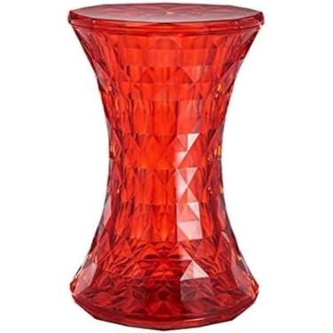 Imagem de Banqueta de acrílico transparente, mesa lateral pequena com função de armazenamento, banco de chuveiro de banheiro, vermelho