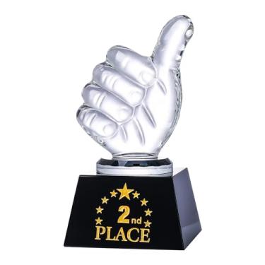 Imagem de LONGWIN Conjunto de troféus 1º 2º 3º lugar Troféu Vencedor de Vidro Troféu com Polegares para Cima, Prêmio Troféu 2º Lugar para Competições de Talentos de Torneios Esportivos