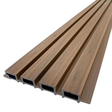 Imagem de Painel Ripado WPC Externo Cor Teca Kit 5 Un - 2,90m x 20cm (0,58m²)