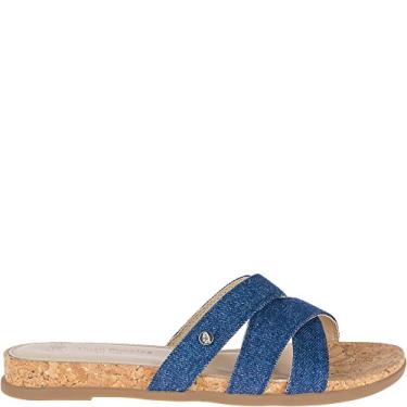 Imagem de Hush Puppies Sandália feminina Dalmatian Slide Wedge, Jeans azul, 10