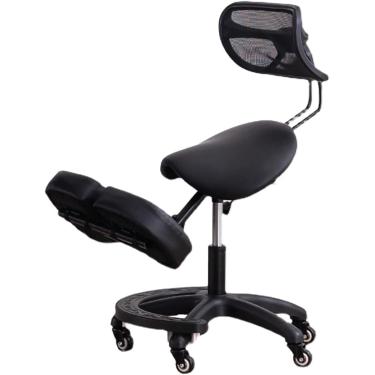 Imagem de Cadeira de ajoelhamento premium para home office, cadeira de ajoelhamento ergonômica com apoio para as costas, assento angular ajustável e joelheiras, cadeira de melhoria de postura, cadeira