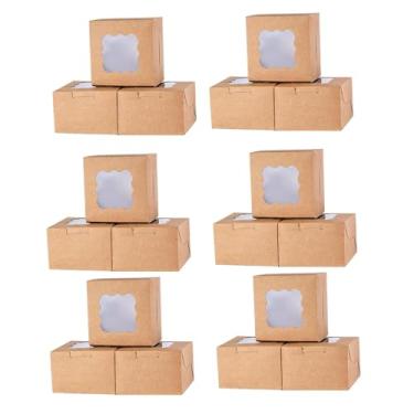 Imagem de Generic 50 peças caixas de bolo caixas de embalagem compactas multifuncionais portáteis louças caixas de cupcake pequenas caixas de guloseimas para camping, Marrom