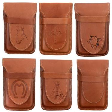 Imagem de Kit 10 Bainhas Para Celular Em Couro Legitimo - Club21 Country, Marrom