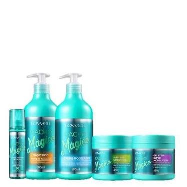 Imagem de Lowell Cacho Magico Shampoo 500g Creme Modelador 500g Gelatina 450g Ma