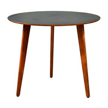 Imagem de Mesa de Jantar Redonda Júlia 90cm - MDF Melamínico e Pés de Madeira Maciça com Regulagem (Preto)