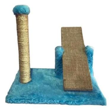 Imagem de Arranhador Para Gatos Mini Poste Com Gangorra Azul Bebê - Akara Do Gat