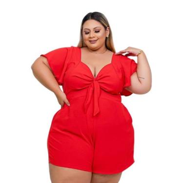 Imagem de Macaquinho Plus Size Roupas Femininas GG 2027 - Bellucy Modas, Vermelh