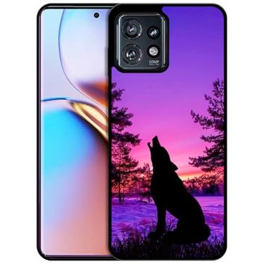 Imagem de SM CASES Capa para Moto Edge Plus 2023, Edge 40 Pro - Capa protetora de borracha TPU à prova de choque com estampa Wolf 2D para Moto Edge Plus 2023.
