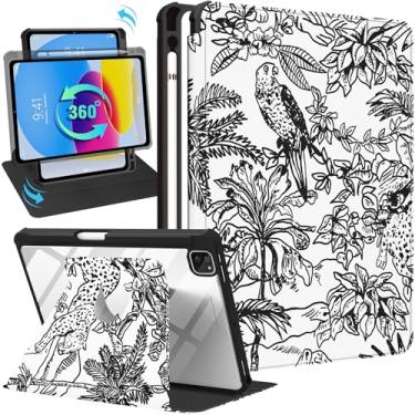 Imagem de Uppuppy Capa para iPad Air de 11 polegadas, Air 5ª/4ª geração 10,9, Pro 11 polegadas, capa feminina para Apple Pencil com suporte para Apple Pencil, capa giratória exclusiva para iPad Air 11 2024