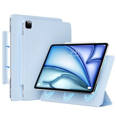 Imagem de GKABXY Capa magnética para iPad Air 13 polegadas 2024 e iPad Pro 12,9 polegadas 6ª/5ª geração (2022/2021) | hibernar/despertar automático | Pencil Pro e USB-C | Capa protetora de couro PU leve