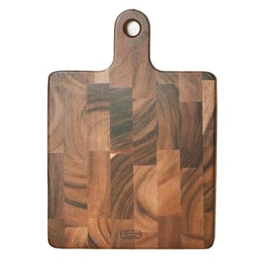 Imagem de Tábua de corte quadrada grande de madeira de acácia tailandesa com alça, melhor para cortar tábuas de açougueiro, estação de preparação, decoração de cozinha, queijo, carne, pão, vegetais e frutas, 45