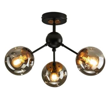 Imagem de GENSNRY Lustre Sputnik de 3 luzes, luminária pendente de ouro preto moderno industrial vintage luminária de teto para cozinha, sala de estar, sala de jantar