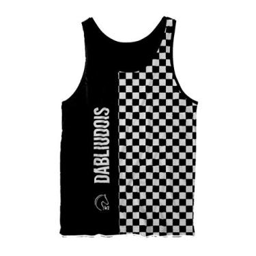 Imagem de Regata Masculina Estampa Full Preto com Xadrez Treino Praia - W2 STORE