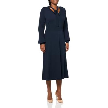 Imagem de Tommy Hilfiger Vestido esportivo feminino de manga comprida com comprimento médio, Capitão do céu, P