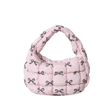 Imagem de Bolsa acolchoada acolchoada bolsa puff puff bolsa de nylon leve bolsa de transporte bolsas inchadas para mulheres, rosa