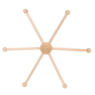 Imagem de Cabide de berço de bebê com estrutura de madeira esférico de seis pernas Cabide móvel de madeira para bebê para decoração de brinquedo de cama de carrilhão de vento, multiuso com