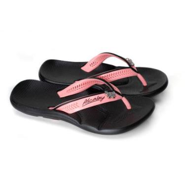Imagem de Sandália Chinelo de Dedo Feminino Preto e Rosa Para Esporão Super Maci