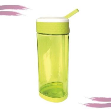 Imagem de Garrafa Squeeze esportiva de plástico para academia bico retrátil com 