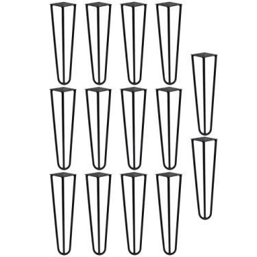 Imagem de Kit 14 Pés de Metal 25 CM Hairpin Legs Mesas de Centro Puffs Preto G41