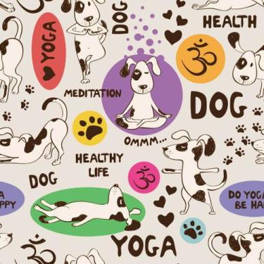 Imagem de Papel de Parede Temático Para Sala de Yoga Cachorrinhos 3,0m - DEKAL D