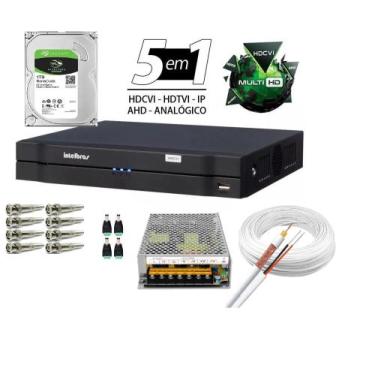 Imagem de Kit Dvr 4 Canais Intelbras Full Hd + Cabo + fonte + Conectores C/Hd 1 