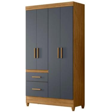 Imagem de Guarda Roupa Solteiro Madri 4 Portas Freijó Cinza Moval